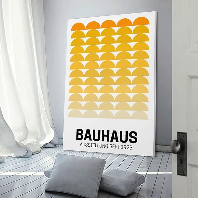 FideMm Bauhaus Vintage Poster,yellow Abstract Retro Art,Bauhaus Wall Art Poster for Room Aesthetics Canvas Wall Art Poster And Print Frame-style 12x18inch(30x45cm)