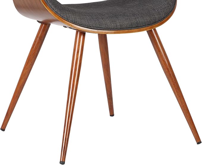Armen Living Butterfly Mid-Century Dining Chair in Walnut Finish and Charcoal Fabric