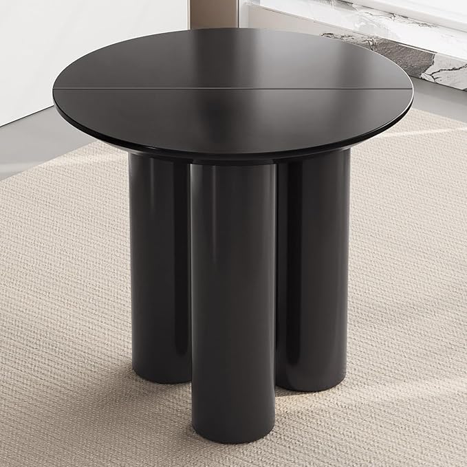 30" Round Dining Table for 2 Person, Circular Black Kitchen Table, Modern Dining Room Table for Kitchen, Living Room, Bar, Small Apartment Space Saving, Table Only
