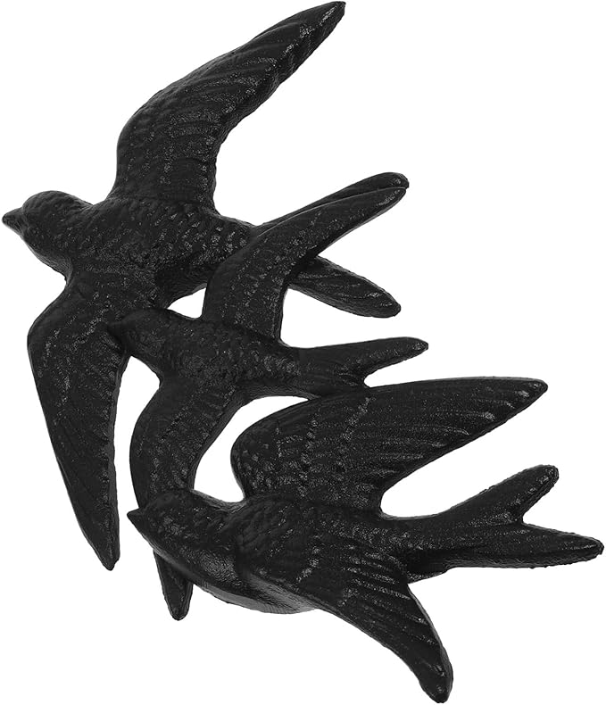 HOLIDYOYO 3Pcs Cast Iron Retro Decor Wall Art Bird Wall Decorations Vintage Ornaments for Home Office