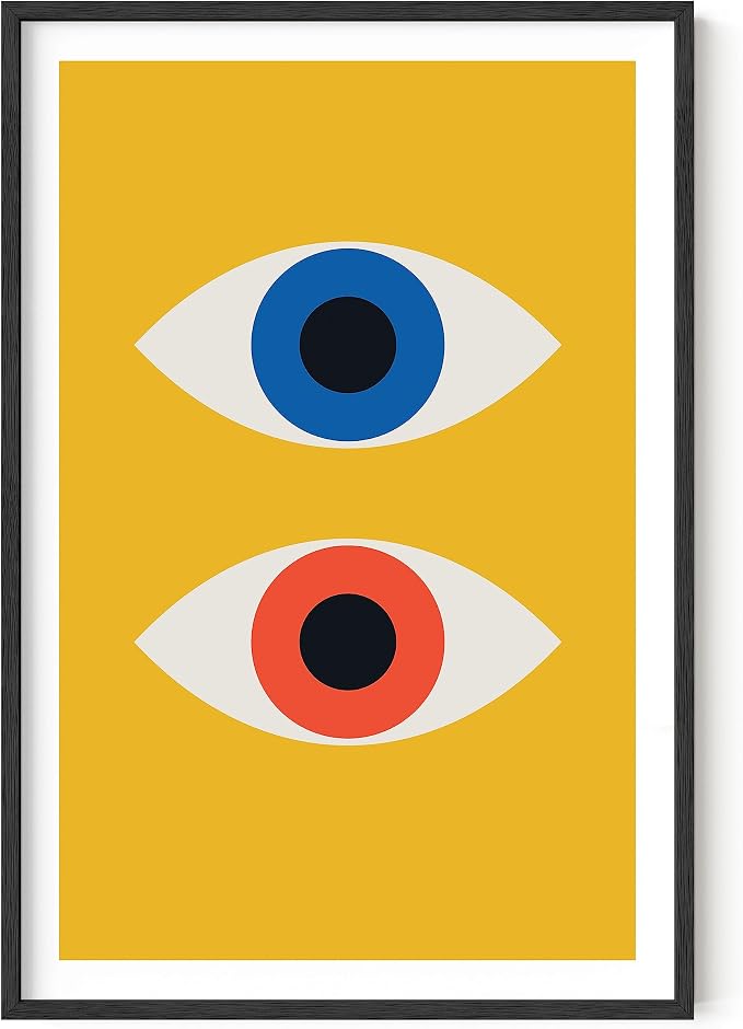 HAUS AND HUES Abstract Wall Art – Retro Geometric Prints, Bauhaus Style Evil Eye Artwork, Modern Contemporary Wall Decor (Unframed 24x36)