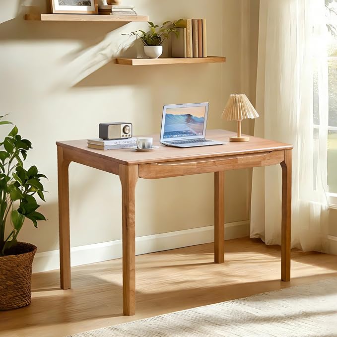 Widen Solid Wood Desk with Drawers,39"X24" Wood Writing Desk for Small Space,Student Computer PC Desks,Home Desks for Work,Gaming Study Desk for Bedroom Escritorios Desk Table (Natural, 39")