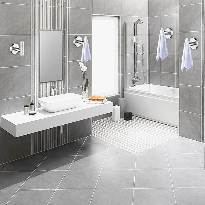 Nolimas Bathroom Towel Hooks SUS 304 Stainless Steel Coat Hook Round Clothes Towel Coat Robe Hook Cabinet Closet Door Sponges Holder for Bath Kitchen Garage Hotel,Wall Mounted, Brushed Nickel, 2Pack