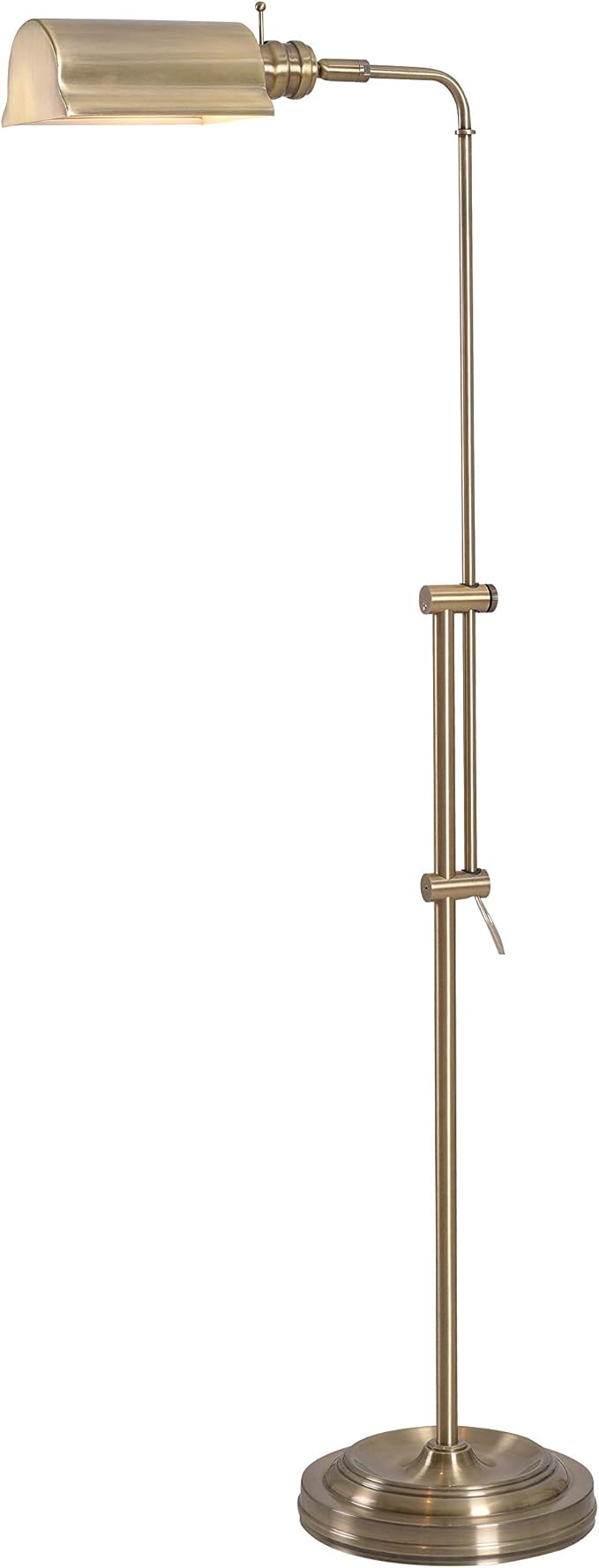 Kenroy Home Denton Floor Lamp with Antique Brass Finish, Classic Style, 50" Height, 10.125" Width, 19.5" Depth