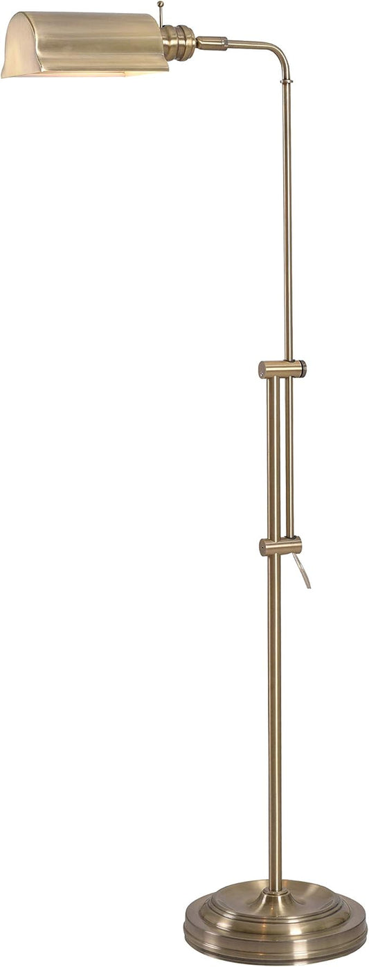 Kenroy Home Denton Floor Lamp with Antique Brass Finish, Classic Style, 50" Height, 10.125" Width, 19.5" Depth