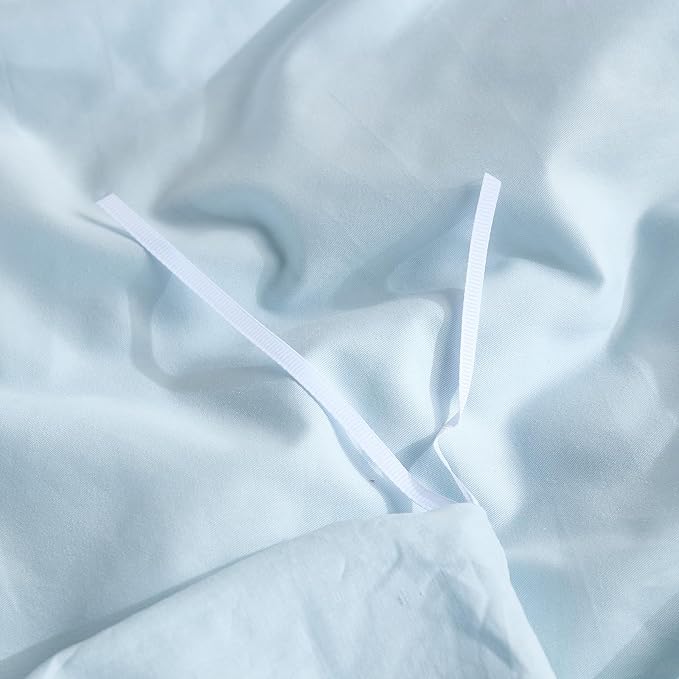 100% Washed Cotton Duvet Cover King Size – Light Blue, Linen-Like Texture, Super Soft & Breathable Bedding Set, 3-Piece Durable Percale Comforter Cover