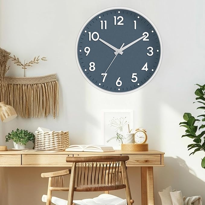 Mosewa Wall Clock 8 Inch, Battery Operated Silent Non-Ticking Modern Analog Clock Decorative for Kitchen, Bedroom, Office(Azure Blue)