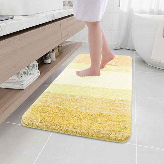 Arotive Microfiber Bathroom Rugs, Shaggy Soft and Absorbent Bath Rug, Non-Slip, Thick Plush Machine Washable Dry Bath Mats for Bathroom, Tub and Shower, 44x24, Light Yellow, Rectangular