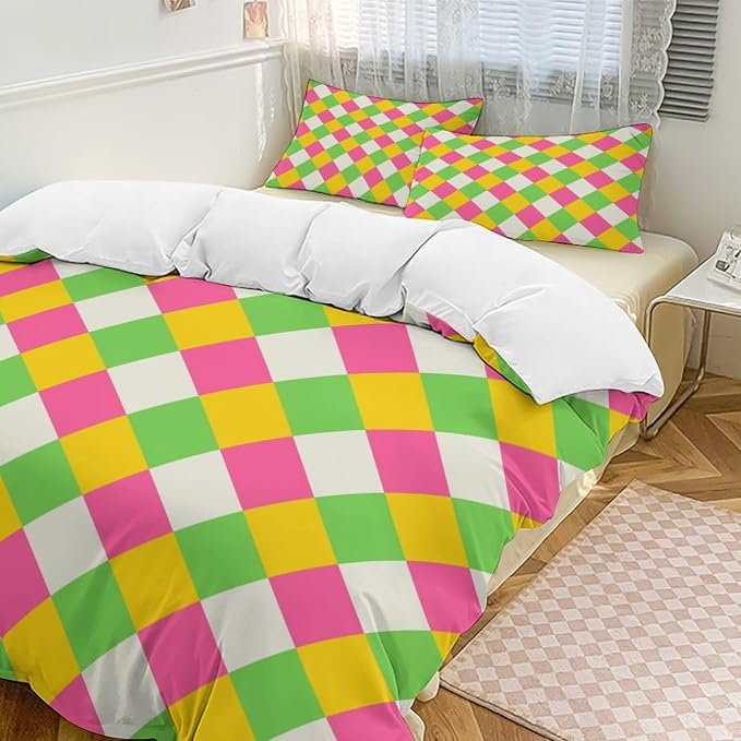 Rainbow Duvet Cover Set, Rainbow Lines Pattern Spectrum of Colors Abstract Art Decorative，Aesthetic Abstract Art Bedding 3 Piece (1 Duvet Cover 79"x90" + 2 Pillow Sham 20"x30")