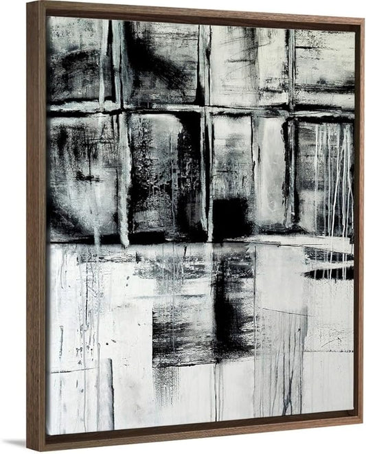 CANVAS ON DEMAND Looking Through Natural Wood Float Framed Canvas Wall Art Print by Erin Ashley, Contemporary, Abstract, Modern, Home Decor, Black and White Artwork,16" x20in