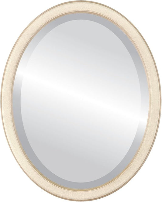 OVALCREST Oval Beveled Wall Mirror for Home Decor - Toronto Style - Taupe - 18" x 14"