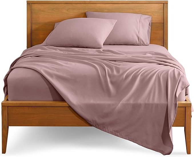 Bare Home Queen Sheet Set - 1800 Ultra-Soft Microfiber Queen Bed Sheets - Double Brushed - Deep Pockets - Easy Fit - 4 Piece Set - Bedding Sheets & Pillowcases (Queen, Mauve)