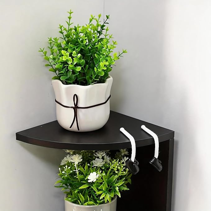 Corner Shelf Wall Mount, 5-Tier Floating Corner Bookshelf with Screw Mounting, Space-Saving Zigzag Plant Shelf for Bedroom, Living Room, Bathroom, Home Office, Black