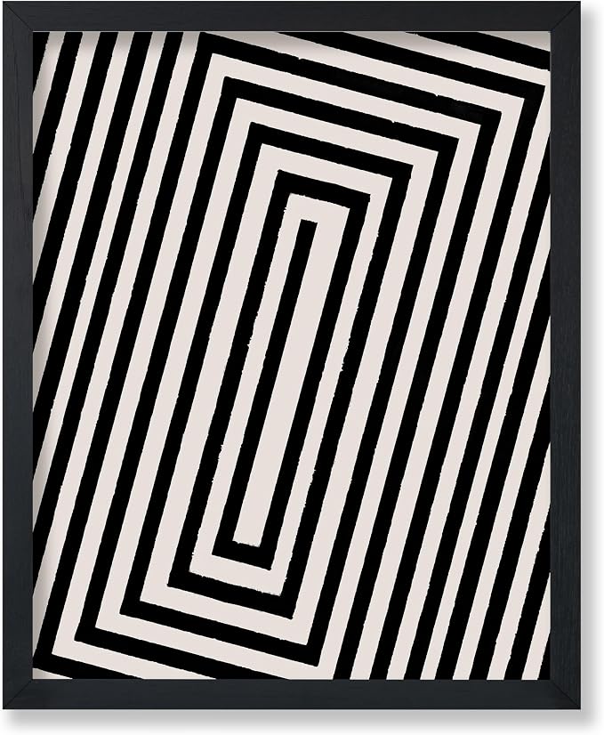 Poster Master Rectangle Tunnel Poster - Angular Swirl Print - Geometric & Japanese Ink Art - Mid Century Modern & Illustration Art - Living Room Decor - 8x10 UNFRAMED