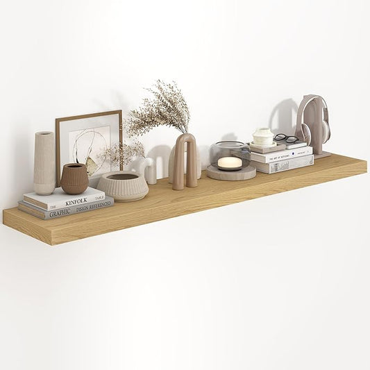 55"W x 9.3"D Floating Shelves for Wall, Wall Mounted Bathroom Shelves 1 Pack Deep Floating Shelf for Bedroom Kitchen Living Room, Rustic Wooden Wall Shelf with Invisible Bracket for Books Decor