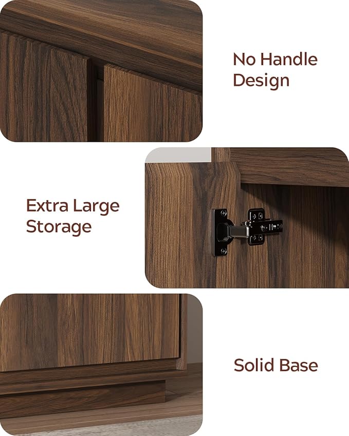 1pcs Sideboard Cabinet Buffet Cabinet with Storage with Adjustable Shelves and Handle-Free Design Suitable for Kitchens,Hallway,and Living Rooms Brown