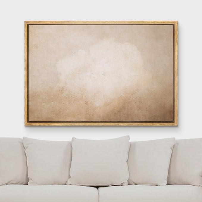 MUDECOR Framed Canvas Print Wall Art Vintage Neutral Minimalist Beige Grunge Abstract Illustrations Minimalism Decorative Bohemian Colorful Zen for Living Room, Bedroom, Office - 16"x24" NATURAL