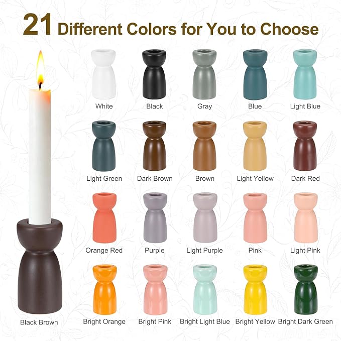 uxcell 2 Pack Candlestick Holder Brown Ceramic Taper Candle Holder Candle Stand Holders Modern Style Decoration for Centerpiece Tabletops Anniversary