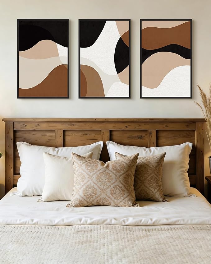 Drsoum Large 16x24in Black Abstract Framed Wall Art Decor Minimalist Geometry Prints Shapes Illustrations Modern Art Decorative Ready to Hang - Black Framed