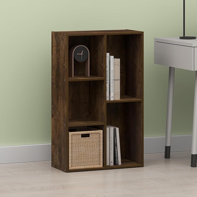 Hagen 5 Cube Organizer Bookcase, Bookshelf, Cube Storage, Toolless Assembly, for Living Room, Home Office, Rustic Brown