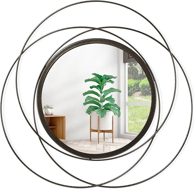 Circle Mirror Wall Decorative Metal Wall Mirror, Art Small Round Wall Home Mirror, Decor Living Room Bedroom Bathroom Entryway 12"