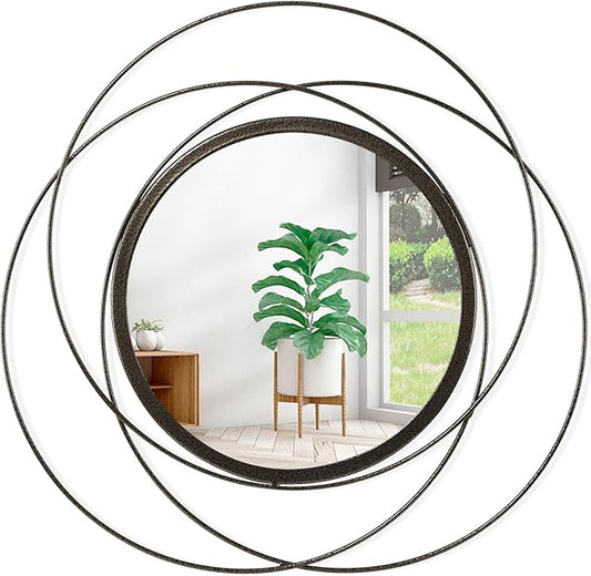 Circle Mirror Wall Decorative Metal Wall Mirror, Art Small Round Wall Home Mirror, Decor Living Room Bedroom Bathroom Entryway 12"
