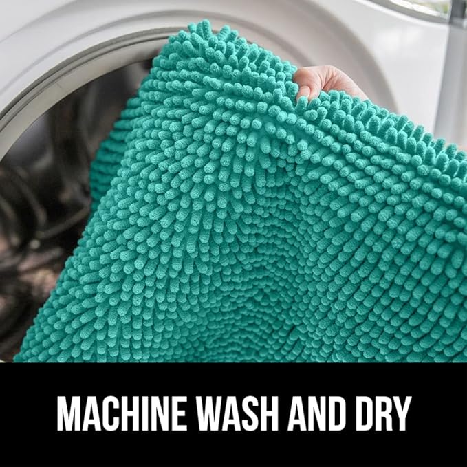 GORILLA GRIP Bath Rug Mat 30x20, Thick Soft Absorbent Chenille, Quick Dry Microfiber Mats, Rubber Backing Washable Shower Floor Rugs, US Designed Bathroom Bathmat Home Decor Accessories, Turquoise