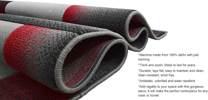 HR 2’ x 7’ Runner in Lava - Premium Quality Lava/Black/Gray Abstract Geometric Modern Squares Pattern Area Rug - Contemporary Styling for Living Room, Bedroom - Unique Home Décor
