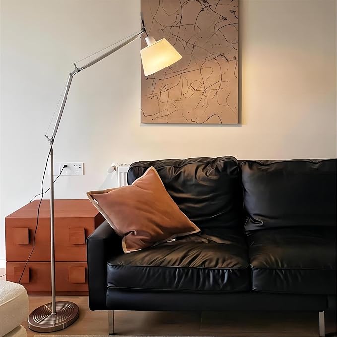 LIGHTLAND Modern Nordic Medieval ins Wind Cloth Cover Floor lamp Living Room Bedroom Study Table Double Rocker arm Adjustable Fishing Light - Large