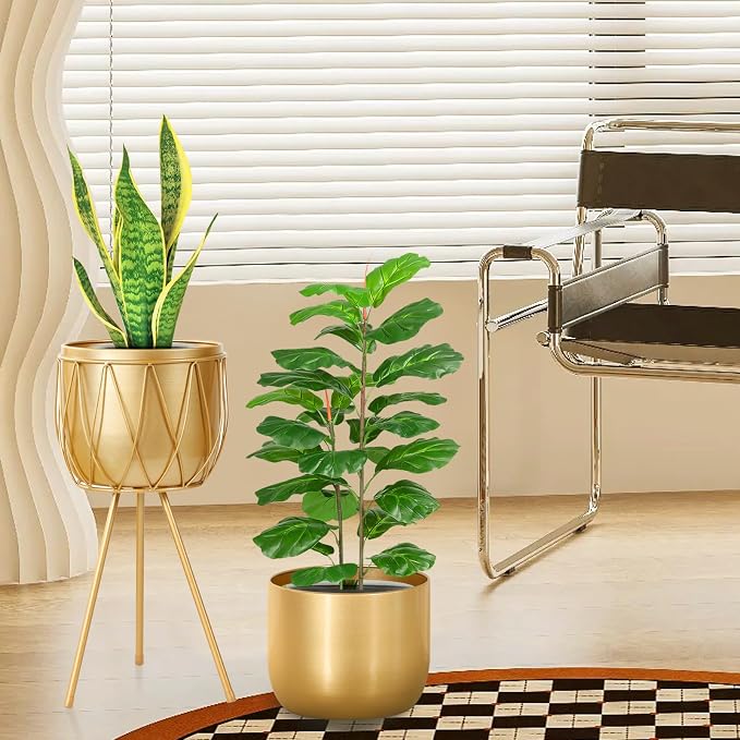 Planter Pot with Stand, 10" Mid-Century Tall Plant Pot with Legs for Indoor Plants,22.8'' high (Creative-Gold-X-Large)