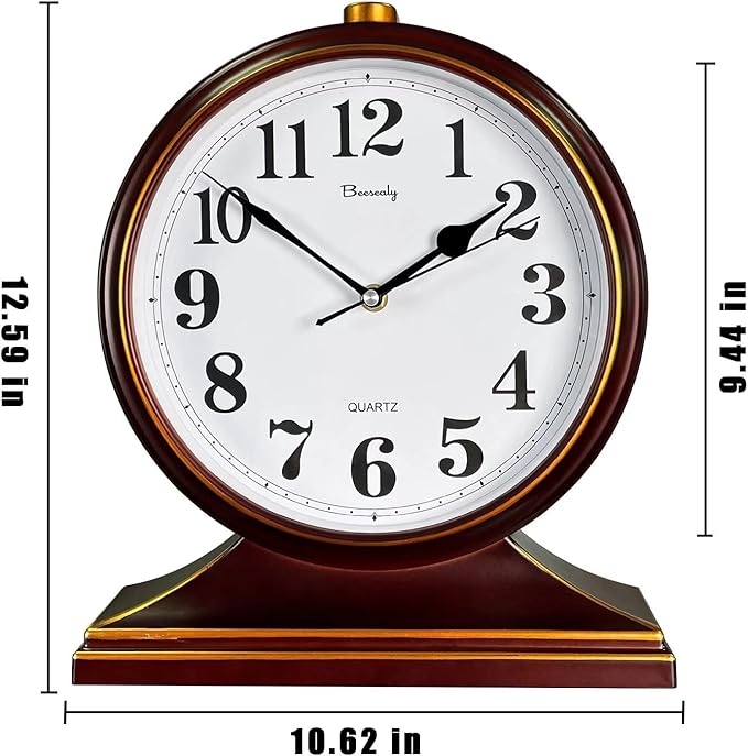 Desk Clocks for Table Decor,Retro Mantel Clock Battery Operated for Fireplace Mantel, Living Room,Bedroom,Office,Desktop Decoration (Frosted Style)