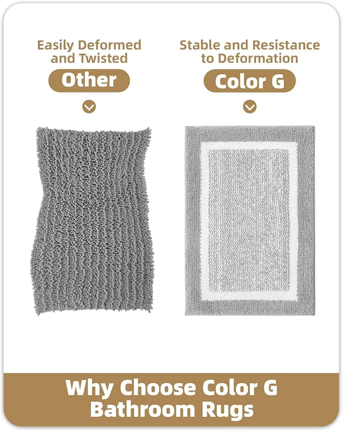 Color&Geometry Simple and Stylish Bathroom Runner Non Slip, 24"x43" Gray Bath Runner Rug, Absorbent, Soft, Washable, Microfiber Bath Mat Bathroom Carpet