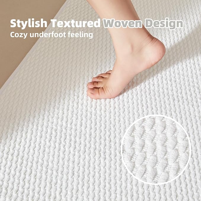 Toilet Rug, Thin Toilet Rugs U Shaped Washable Non Slip Absorbent Quick Dry Low Pile Toilet Mat, White 20"x24" U Shape