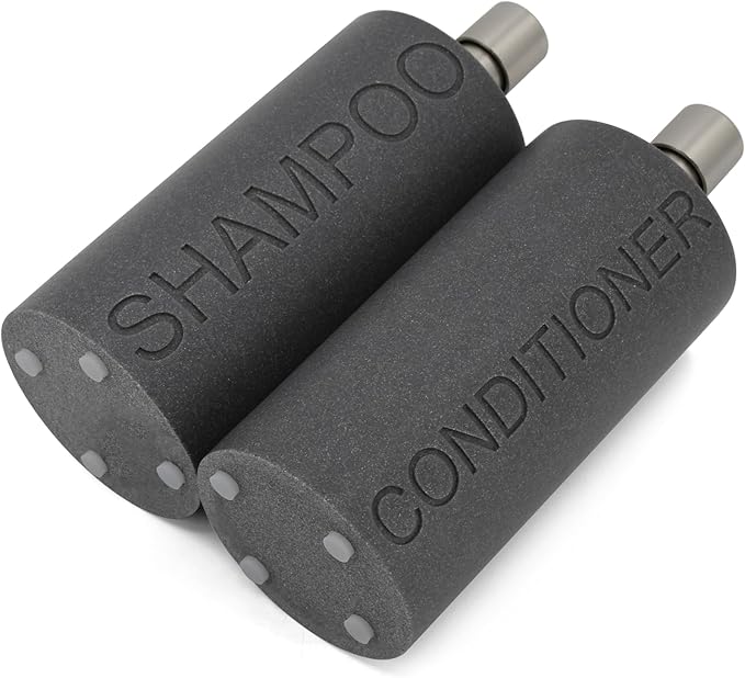 Resin 2 Pack Shampoo, Conditioner or Body Wash Dispenser Set, Luxurious Refillable Pump Bottles with Matte Pump Top and Embossed Text, Durable Design for Bathroom and Shower