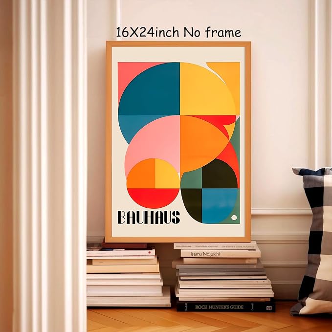 Colorful Geometric Wall Art Blue Orange Color Block Prints Abstract Shaped Picture Trendy Bauhaus Print Bauhaus Exhibition Poster Abstract Geometric Print Mid Century Modern Artwork 16x24in No Frame