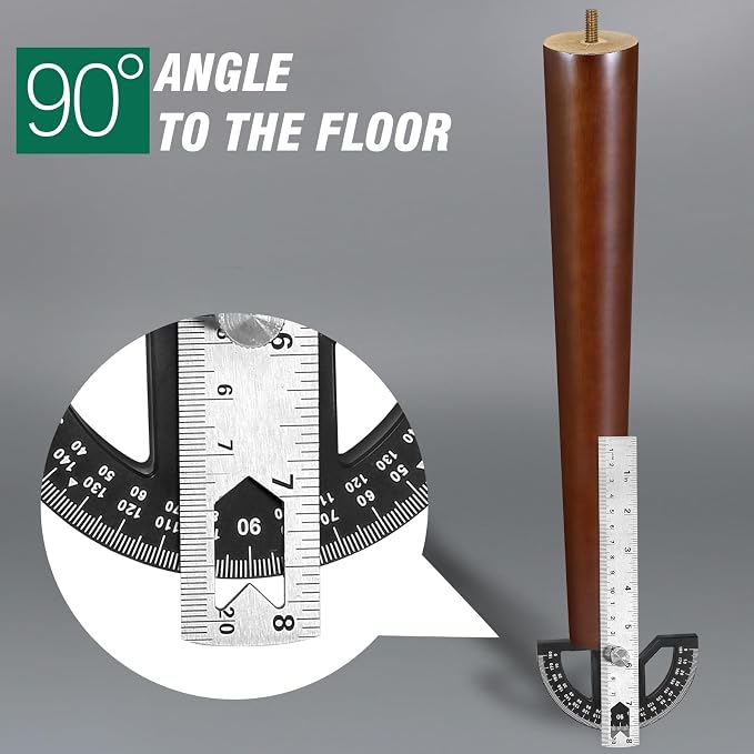 FoDau770 Brown Rubber Wood Furniture Legs 16 Inches, Straight Tapered Wood Feet Mid Century Sofa Legs Set of 4, 5/16" UNC Furniture Feet for Cabinet Couch Dresser Chair Ottoman Table