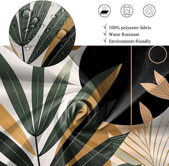 Boho Mid Century Shower Curtain for Bathroom Modern Abstract Minimalist Neutral Bathroom Decor Arch Sun Leaves Chic Aesthetic Bath Curtains Washable Waterproof Polyester Fabric with Hooks 70x72 Inch