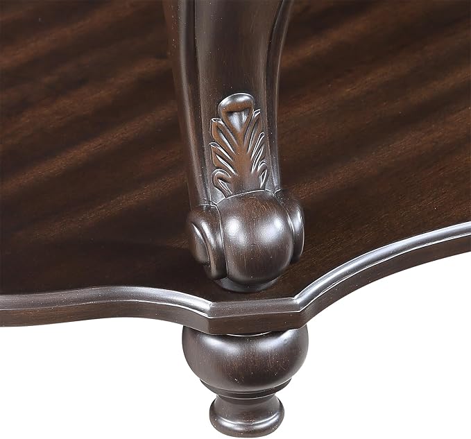 42'' Oval Wood Coffee Table for Living Room, Mid Century Farmhouse Round Coffee Tables for Apartment, Easy Assembly Traditional Coffee Table Centre Table Retro Cocktail Table, Espresso Color