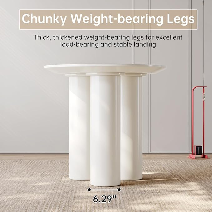 30" Round Dining Table Circular White Kitchen Table for 1-2 Person, Modern Dinner Tables for Kitchen, Living Room, Bar, Small Apartment Space Saving, Table Only