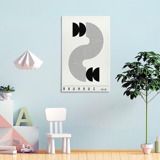 Bauhaus Poster,black And White Print,Abstract Art,Minimalist Canvas Wall Art Print Poster For Home School Office Decor Frame-style 20x30inch(50x75cm)