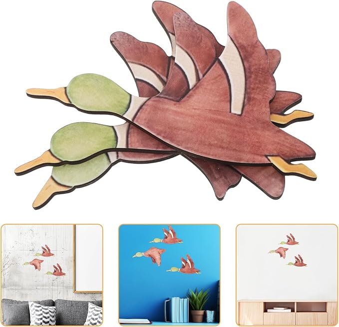 JEWEDECO 3pcs Wooden Flying Bird Wall Art Sculpture Rustic Wood Wall Decor Hanging Ornament for Living Room Home Decoration Nature-inspired Bird
