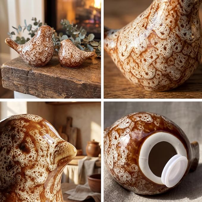 statueBird Statues, Modern Home Decor, Suitable for desks, Bookshelves, bedrooms, Living Rooms, cabinets, and Fireplace Mantel Decorations. Ceramic Animal Statues. (Off-White)