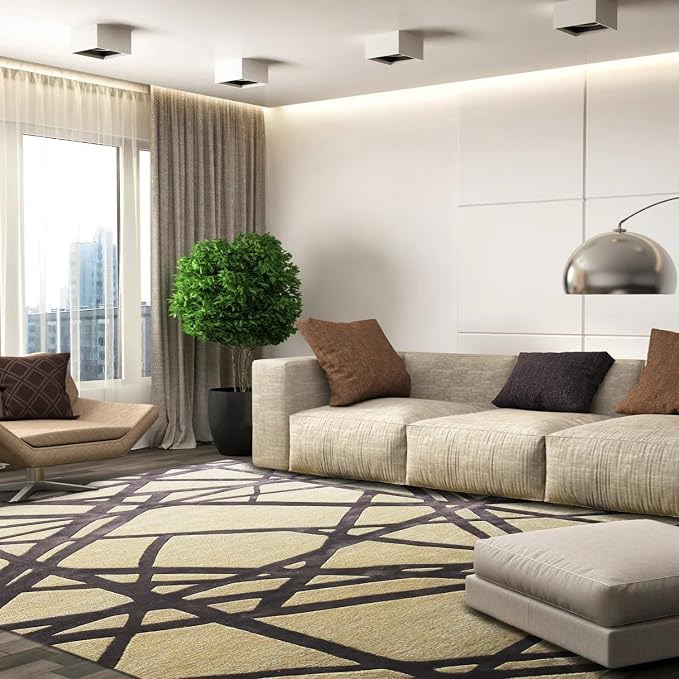Hand Tufted Area Rug – Premium Soft Modern Carpet for Living Room, Bedroom & Home Trendy Modern Home Rug 8' x 12' (Rectangular) Cream1