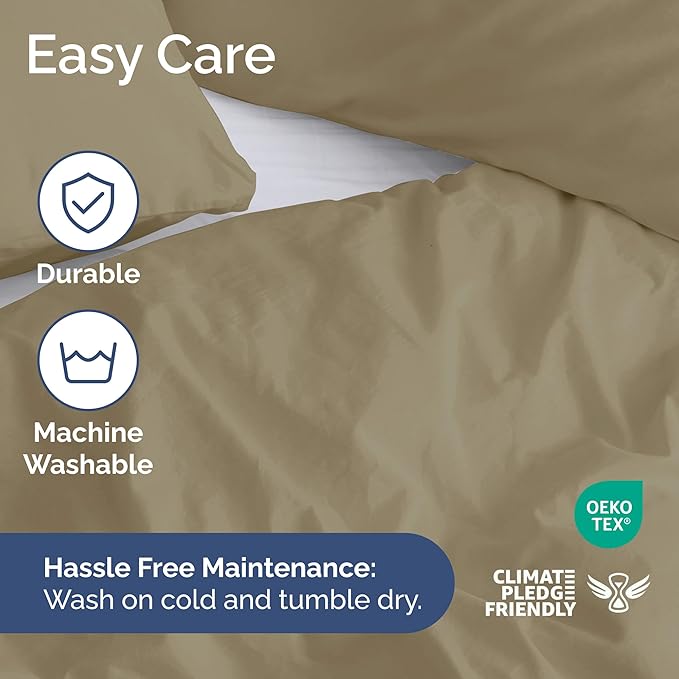 Duvet Cover Twin/Twin XL Size - Extra Soft Twin/Twin XL Size Duvet Cover - Lightweight & Breathable & Fade Free with Zipper Closures and Ties - 68" x 90" Inches - (Khaki) Comforter Not Included
