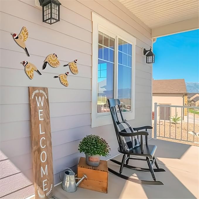 Rulbelok Handcrafted Bird Wall Decors 5Pieces Wooden Hanging Ornaments for Home Decoration Scandinavian Maximalist Styles Gift Wood Nursery Wall Decorations