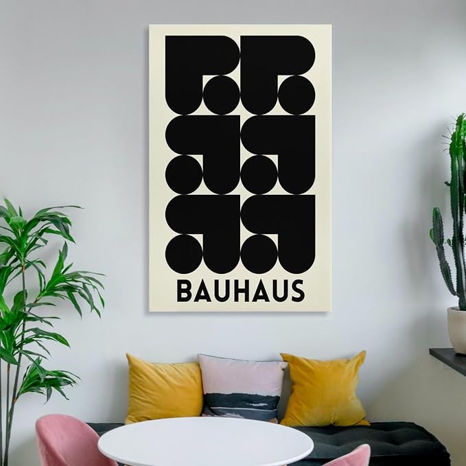 Bauhaus Print Poster,black And White,poster,Abstract Art,Minimalist,Stylish Mid Century Art Canvas Wall Art Print Poster For Home School Office Decor Frame-style 24x36inch(60x90cm)