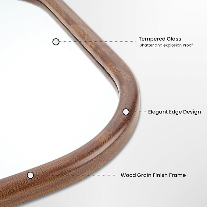 20"x30" Arch Wall Mirror Bathroom Mirror for Wall Mounted, Tempered Glass, Wood Grain Finish Frame Wall Mirror Decorative for Bedroom Living Room Entryway, Rustic Brown
