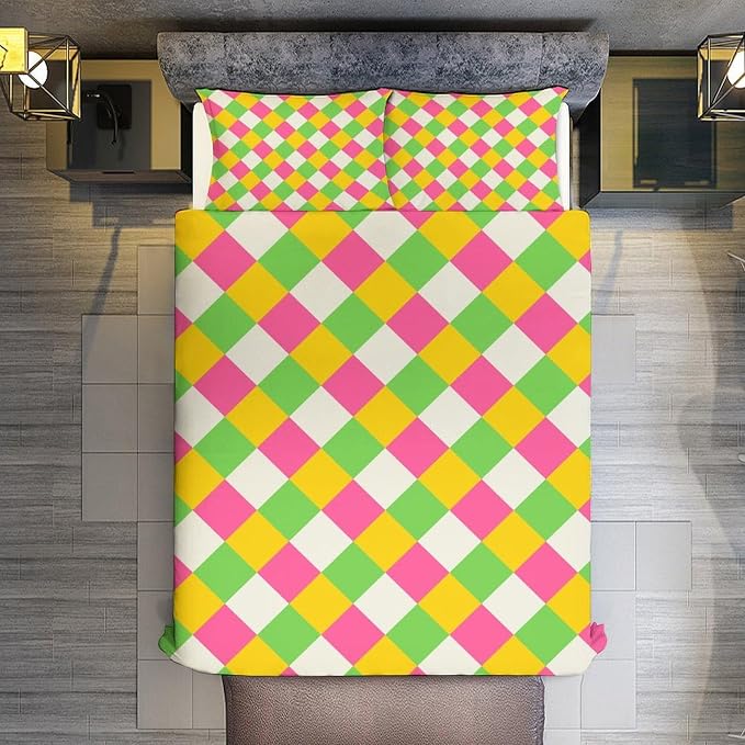 Rainbow Duvet Cover Set, Rainbow Lines Pattern Spectrum of Colors Abstract Art Decorative，Aesthetic Abstract Art Bedding 3 Piece (1 Duvet Cover 79"x90" + 2 Pillow Sham 20"x30")