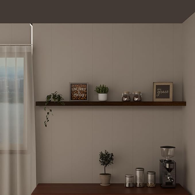 IEO Long Wooden Floating Shelves for Room Wall, Natural Wood Floating Shelves Wall Mounted Kitchen Shelf for Living Room, Bedroom, Kitchen,Bathroom, Storage (Walnut, 48in 1tier)