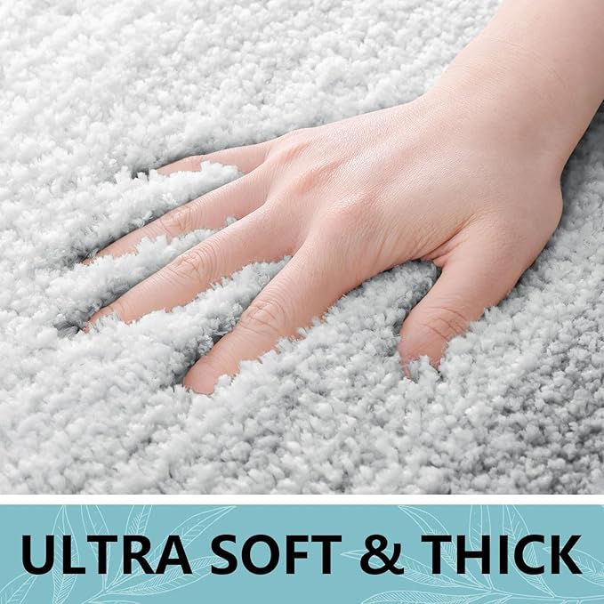 Arotive Microfiber Bathroom Rugs, Shaggy Soft and Absorbent Bath Rug, Non-Slip, Thick Plush Machine Washable Dry Bath Mats for Bathroom, Tub and Shower, 36x24, Light Grey, Rectangular